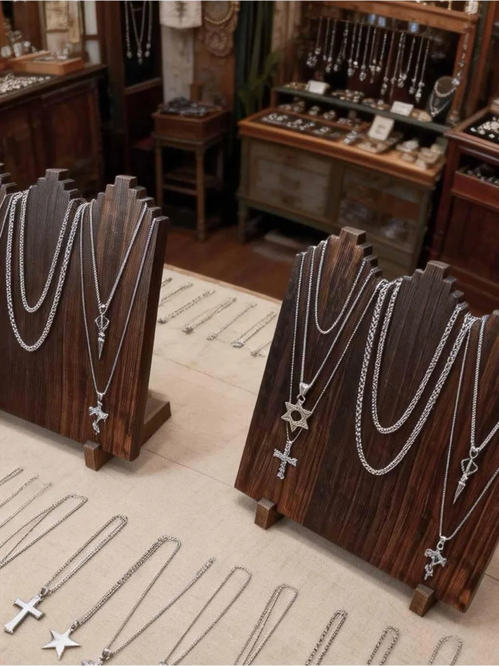Wooden necklace displays- brand new!